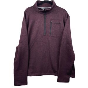Eddie Bauer Sweater Quarter Zip Pullover Mens XXL Burgundy Heather Fleece Knit